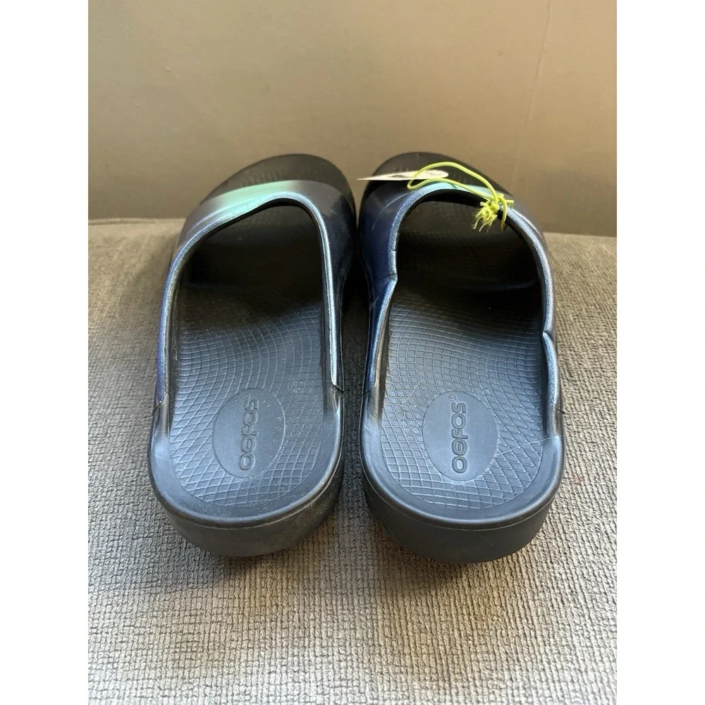 Oofos OOahh Luxe Atlantis Metallic Blue Slides Recovery Sandals Women's 8 NWOB - Picture 4 of 6